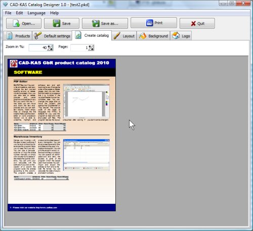 Screenshot of Catalog Designer 1.0
