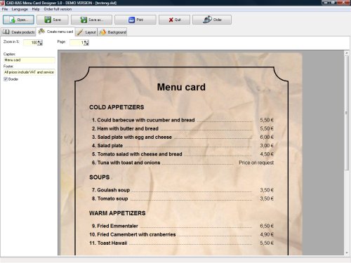 Menu Card Designer screenshot Menu Card Designer screenshot