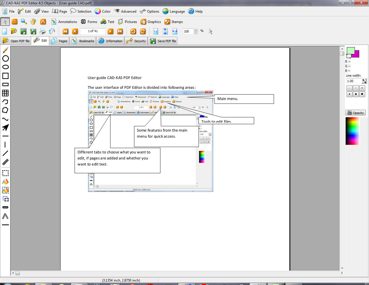 Edit PDF files just like a vector objects. Select, scale, move and rotate....