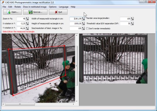 Screenshot of Photogrammetric image rectification