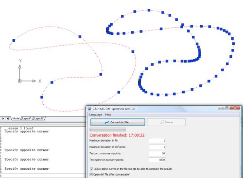 Click to view DXF Splines to Arcs 1.0 screenshot