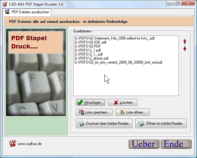 Screenshot vom Programm: PDF Stapel Drucker